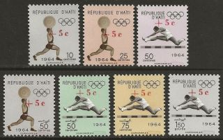 Haiti 1965 Tokyo Olympics Sports Set B35 - 37,  Cb51 - 54 With Red Surch.  Var.  Vf - Nh