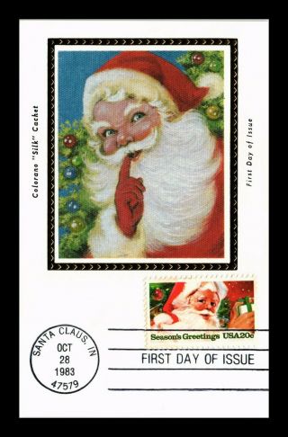 Dr Jim Stamps Us Santa Claus Indiana Colorano Silk First Day Maximum Card