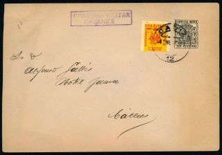 I942 Spain Civil War.  1937 Cover.  Cadiz To Caceres.  Censor & Local Stamp.