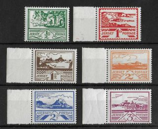 Jersay German Occupation 1943 Nh Complete Set Of 6 Michel 3 - 8 Vf