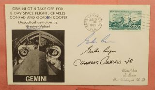 1965 Astronaut Gordon Cooper Signed Gemini Gt - 5 Launch Sarzin