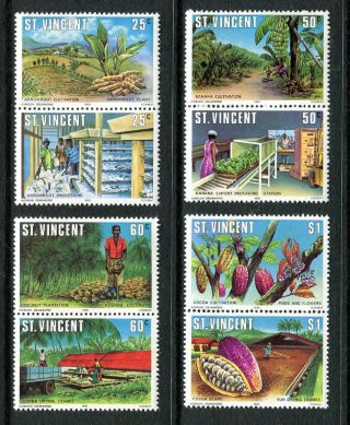 St Vincent 619 - 622,  Mnh,  Cacao Cultivation Pair 1980.  X28088