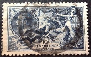 Gb 1934 10 Shilling Indigo Stamp Vfu