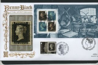 Gb 2015 Benhams Gold Fdc Penny Black 175th Minisheet London Nw1 Postmark Stamps
