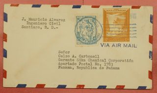 Dr Who 1953 Dominican Republic Airmail Santiago To Panama 45402