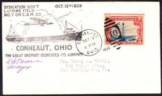 Conneaut Ohio Airport Dedication And First Flight Cover Ffc (1333z)