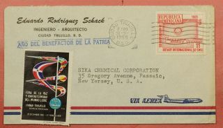Dr Who 1955 Dominican Rep Trujillo Fair Advertising Labelairmail To Usa 40797