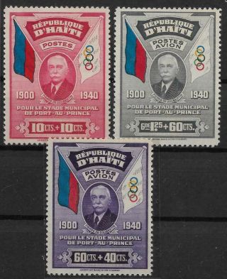 Haiti 1939 Pierre De Coubertin - Olympics Set With Airmail Mvlh / T22240