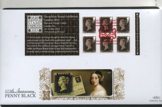 Gb 2015 Benhams Gold Fdc Penny Black 175th Booklet London Ec1 Postmark Stamps