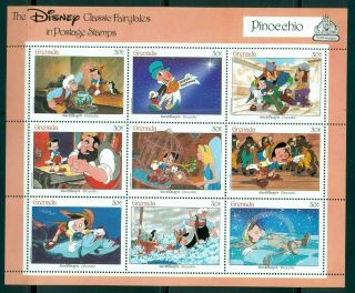 Grenada 1987 M/sheet (9 Stamps) Mnh Disney 