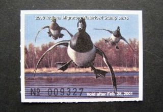 2000 Indiana State Duck Migratory Waterfowl Stamp Mnhog