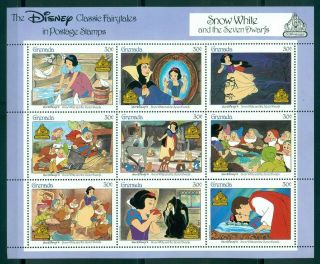 Grenada 1987 M/sheet (9 Stamps) Mnh Disney 