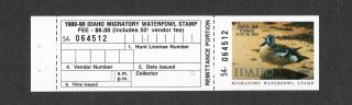 1989 Idaho State Duck Migratory Waterfowl Stamp Mnhog Hunter - Type
