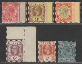St Lucia 1921 - 30 King George V Part Set To 2sh6d