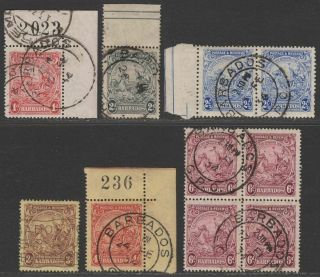 Barbados 1925 King George V Part Set To 6d Including With Sheet Numbers