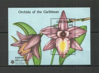 J1507 1990 Grenada Flora Nature Flowers Orchids Of The Caribbean Bl Mnh