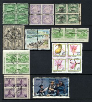 Usa Mid Period To Modern Good To Fine Booklet Panes & Blocks X 58 Stamps