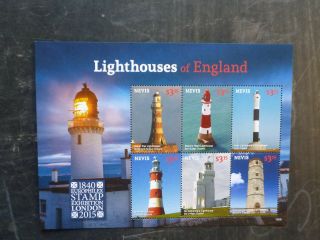 2015 Nevis Lighthouses Of England 6 Stamp Sheetlet M.  N.  H.