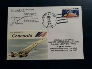 Air France Concorde Flight Cover 1979 York To Paris Signed Pilot Chanoine