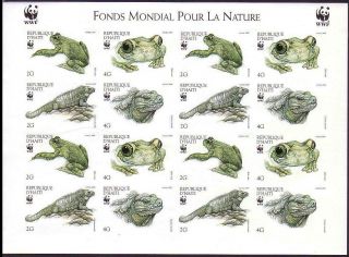 Haiti Wwf Ground Iguana And Giant Tree - Frog Imperforated Sheetlet Of 4 Sets Mnh
