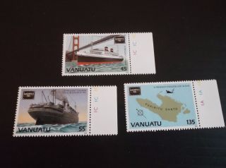 Vanuatu 1986 Sg 434 - 436 Ameripex 86 Stamp Exn Mnh