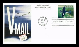 Dr Jim Stamps Us Vmail Cachet Beech Staggerwing American Aircraft Fdc Cover