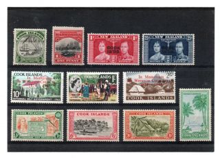 Cook Islands Gv/gv1/qe2 1920 - 66 Sel.  11 Val.  To 3s.  Hh.  Mint/mnh,  C.  £43