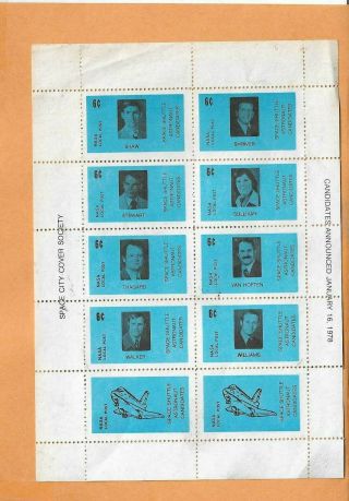 Space Shuttle Astronaut Candidates Jan 16,  1978 Nasa Local Post Sheet