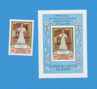 Turks And Caicos - Scott 440 - 441 - Vfmnh - Queen Mother 80th - 1980