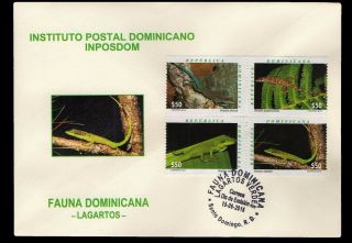 Dominican Republic Lizards Block Of 4 Fdc 2016