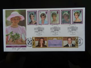 Gt Britain 1998 Diana 5v & Isle Of Man 2013 Birth Of Prince George Dual Cover