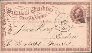 U.  S. ,  1874.  Colorado Territory Ux3,  Denver - Boston
