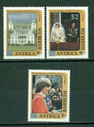 Antigua Scott 797//803 Mnh Silver Schg Princess Diana Complete $$