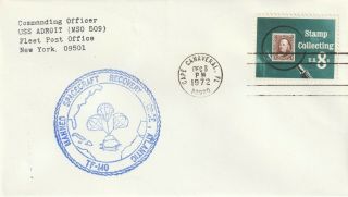 1972 Usa Cover Apollo Program - Uss Androit Manned Spacecraft Recovery Force,  Atl