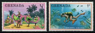 Grenada 1976 Sc 700 - 701 - 1/2c & 1c Carnival Dancers/scuba Diving Set Of 2 Mhr