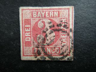 Germany 1862 Stamp Broken Circle Bavaria German States With Silk Thread Deu