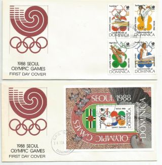Dominica 1988 Olympic Games Seoul First Day Covers
