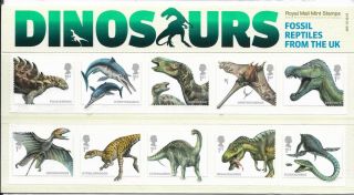 Dinosaurs 2013 Royal Mail Stamps Presentation Pack Full Set.  10x 1st Class.