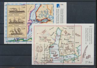 Lk56349 Finland Maps Boats Sailing Ships Sheets Mnh