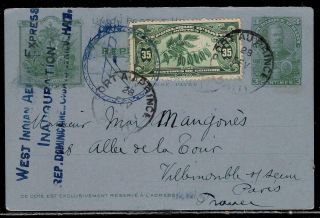 Haiti 1928 Old Postal Card Send To Paris,  France