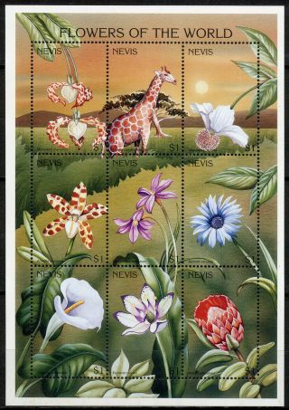 Nevis 1996 - Bloc Fauna Flowers Mnh