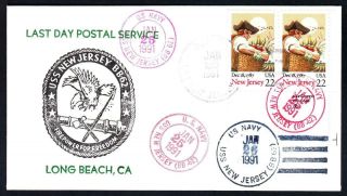 Battleship Uss Jersey Bb - 62 Last Day Postal Service Naval Cover (9902)