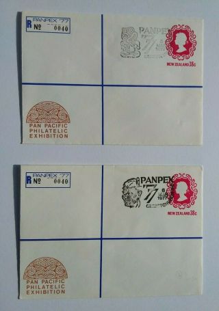 Zealand 1977 2 Pre - Stamp Covers Of The Pan Pacific Philatelic Exhibition