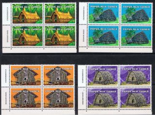 Papua Guinea 1976 Houses - Blocks Of 4