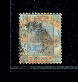 (hkpnc) Hong Kong 1882 Qv 5c Oval Forwarded Co Firm Chop,  Thin On Back