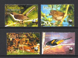 St Lucia 2001 Wwf Endangered Birds - Mnh Set - Cat £3.  70 - (153)