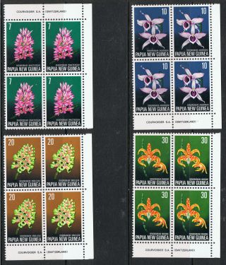 Papua Guinea 1974 Orchids - Blocks Of 4