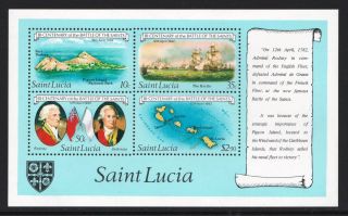 St Lucia 1982 Battle Of The Saints Bicentenary - Mnh Sheet - Cat £7 - (61)