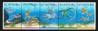 St Kitts 1994 Prehistoric Aquatic Reptiles - Mnh Strip - Cat £5.  50 - (129)