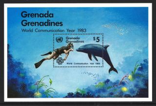 Grenada 1983 World Communications Year Dolphins - Mnh Mini Sheet - (56)